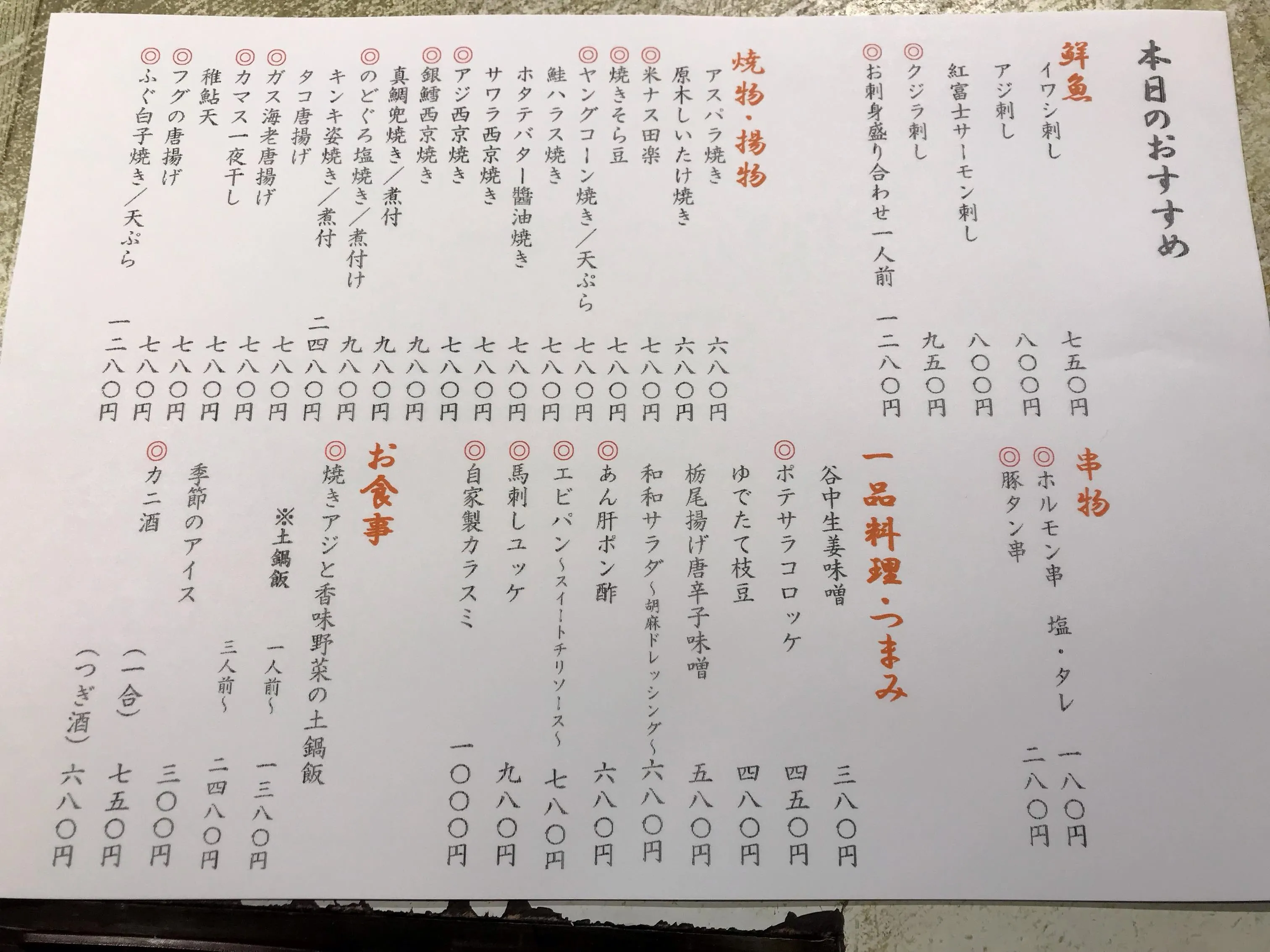 本日のおすすめメニューです!